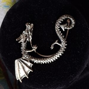 Silver Dragon Fantasy Cuff Earring Single Earring